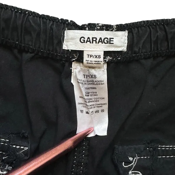 Garage Cargo Pant Black XS Contrast Stitching Skater Gorpcore Streetwear Utility - Image 12