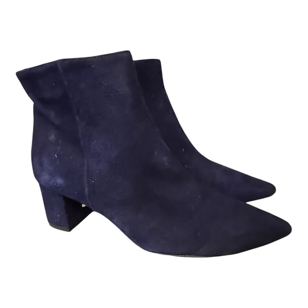 L'Agence Jeanne Pointed Toe Bootie Ankle Boot Suede Midnight Blue Size 40 US 9 - Image 5