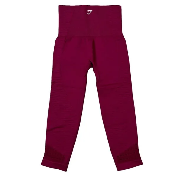 Gymshark Energy‎ Seamless Crop Leggings Maroon Red High Waisted Size XS - Image 2
