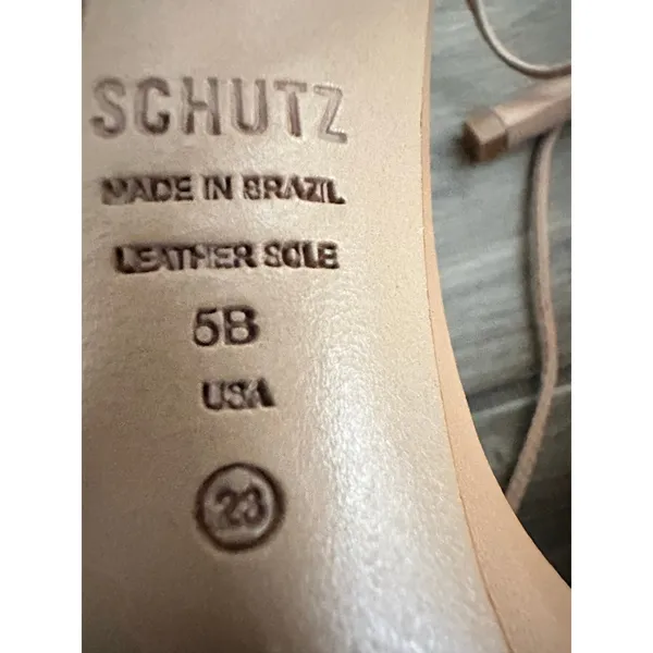 Schutz Yanna Honey Beige Nappa Leather Tie-Strap Sandals size 5B - Image 9
