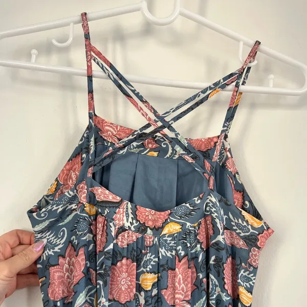LOFT strappy floral sun dress | blue, pink, yellow - Image 3