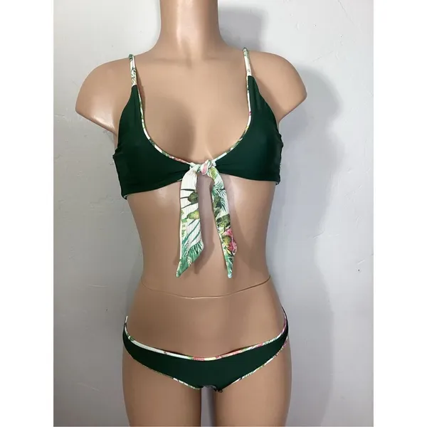 New. Pilyq PQ tropical reversible bandeau bikini set. M-top/S-bottom. Retails $1 - Image 3
