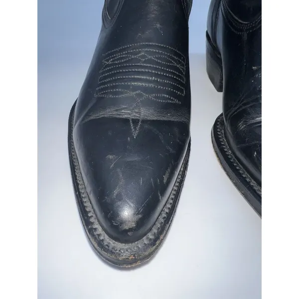 Pistolero Black All Leather Embroidered Cowboy Boots Women's Sz 24.5-7.5/Men 5.5 - Image 11