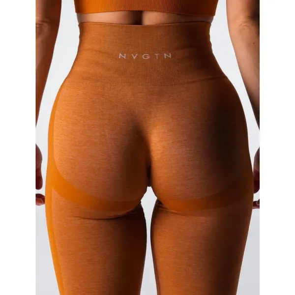 NVGTN Orange Contour Seamless Leggings & Crop Top Gym Set Workout Size XL New - Image 2