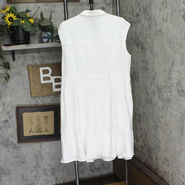 Calvin Klein Womens Sleeveless Button Up Shirt Dress M4CB8908 Soft White 16 - Image 2