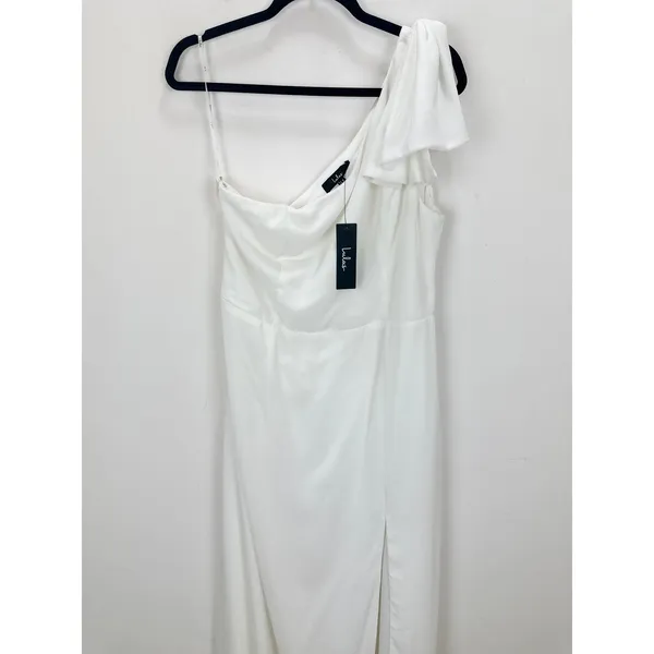Lulus Simply Brilliant White One-Shoulder Bow Maxi Dress Formal Wedding XL NWT - Image 7