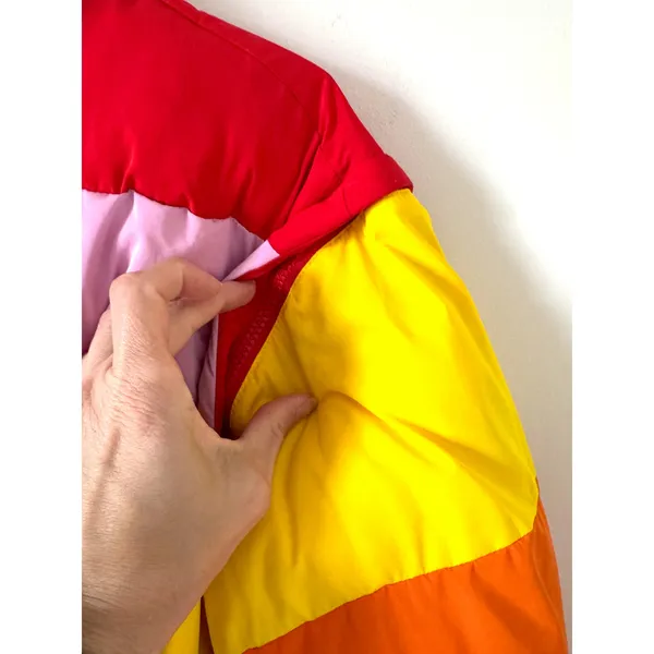 Target x Lego Color Block Puffer Jacket Vest Pink Red Yellow Orange Size Small - Image 5