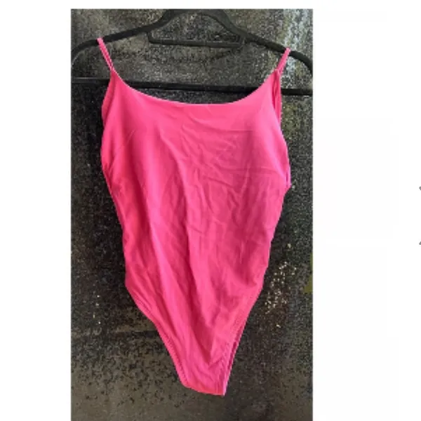 Shade & Shore Pink One-Piece Swimsuit with pearls open back high leg cheeky XS - Image 3