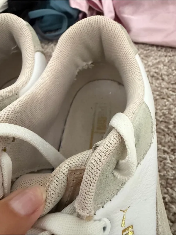 Puma Women's White Platform Sneakers with Pastel Pink & Light Gray Accents - Image 7