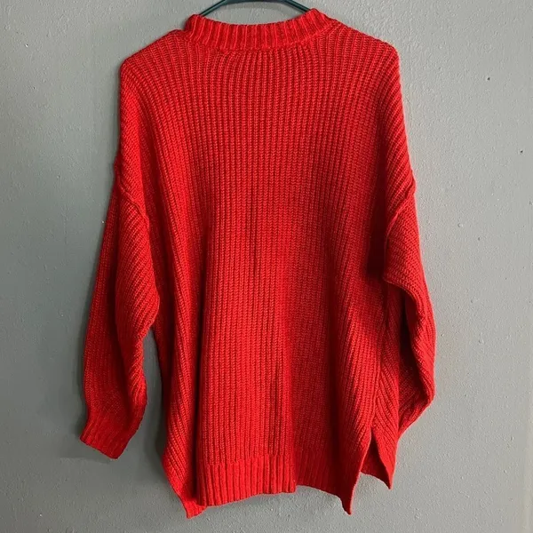 American Eagle Dreamspun Dolman Sleeve Red Knit Oversized Crewneck Sweater #722 - Image 10