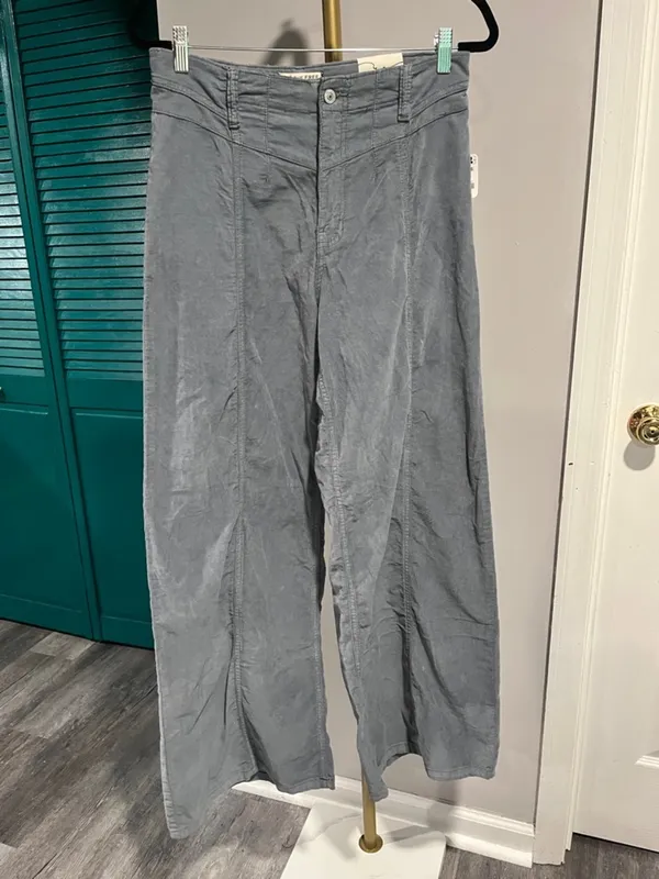 Free People NWT We The Free Libre Cord Wide-Leg Jeans Mockingbird - Image 6
