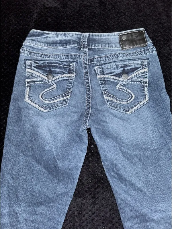 Silver Jeans Co Women’s Suki Mid Rise Bootcut Jeans Blue Dark Wash Size 28 - Image 7