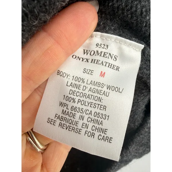 Woolrich Women’s Onyx Heather Fair Isle Lambswool Sweater Medium Cabin Cozy - Image 8
