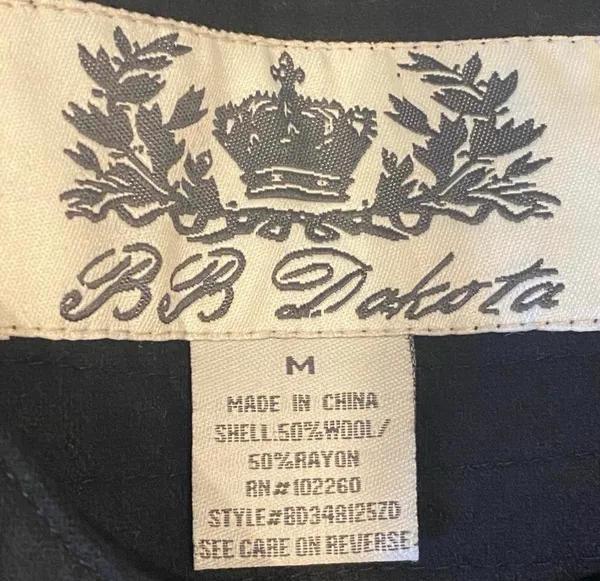 BB Dakota Nordstrom Retro Black Wool Shift Sleeveless Mini Dress Round Collar M - Image 6