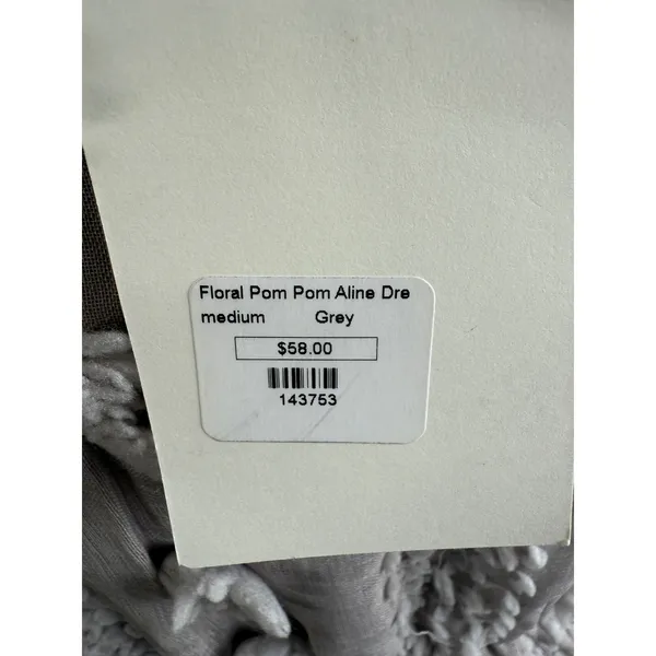 &merci Floral Pom Pom Aline Dress Medium Grey Short Sleeve‎ Mini New - Image 6