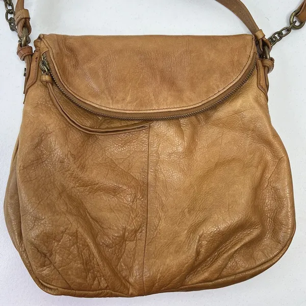 Margot Adelle Versatile Hobo Purse Brandy Brown Leather Crossbody‎ Shoulder Bag - Image 4