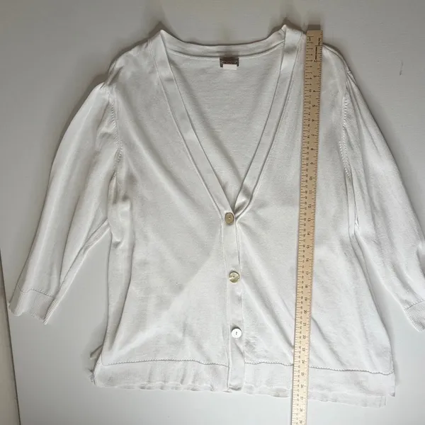 Chicos White Cardigan Sweater Size 3 US XL‎ Button Front Lightweight Minimalist - Image 8