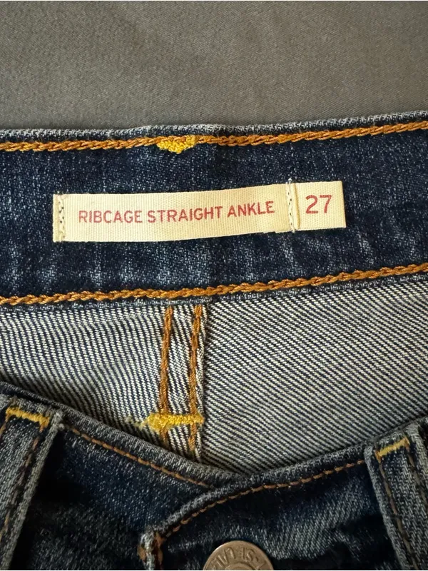 Levi’s Ribcage Straight Ankle Women's dark wash blue Jeans button fly size 27 - Image 9
