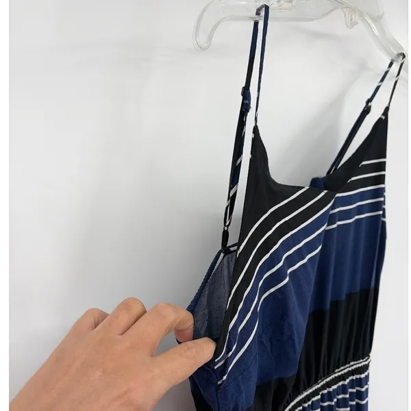 Old Navy Stripe Maxi Sundress Sz XS Coastal Preppy Boho Beach Navy Slip Minimal - Image 3