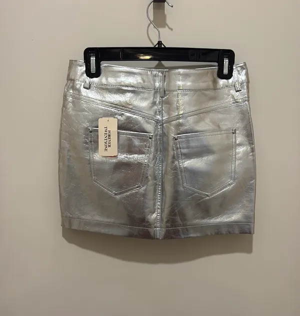 Metallic Mini Skirt Silver - Image 3