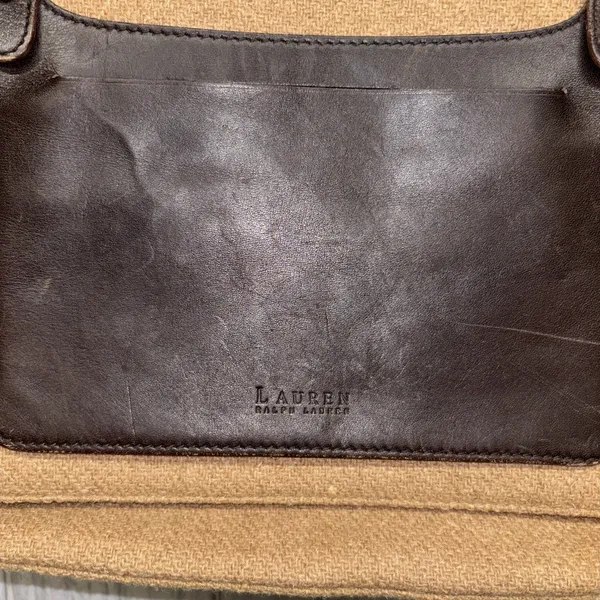 Womens Lauren By Ralph Lauren Vintage Leather Wool Messenger Bag - Image 2