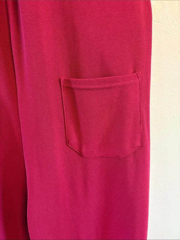 Halara Waffle Knit‎ Overall Joggers Anemone Raspberry Pink Small EUC - Image 4