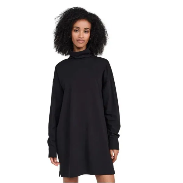 ATM Anthony Thomas Melillo Jersey Turtleneck Dress Black‎ Size Large Button Cuff - Image 2