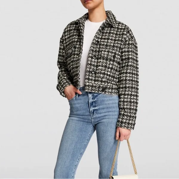 ANINE BING Adrianna jacket Black Plaid cropped pockets‎ coat - Image 2