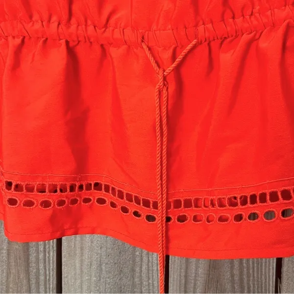 Imperfect‎ Lane Bryant top short sleeved size 14 eyelet tie front tassel top - Image 6