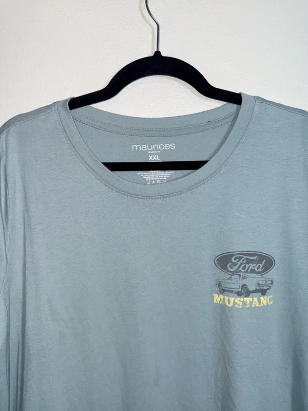 Maurices Mustang Wild & Free Graphic Tee Light Aqua Short Sleeve - Image 3