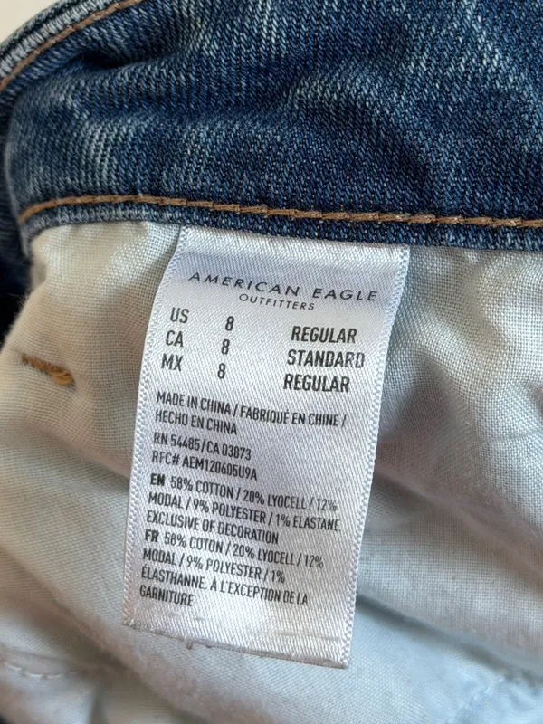 American Eagle Mom Straight Jean Size 8 Stretch AE - Image 3