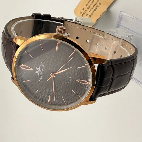 Margues Rose Gold Tone Watch with New Battery & Leather Band - Image 3
