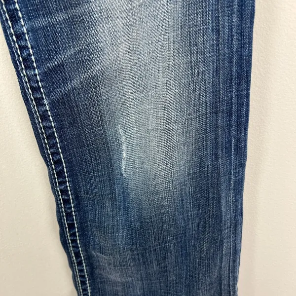 Y2K Rock Revival Sasha‎ Boot Jeans Womens 31 Dark Wash Denim Flap Rhinestones - Image 5