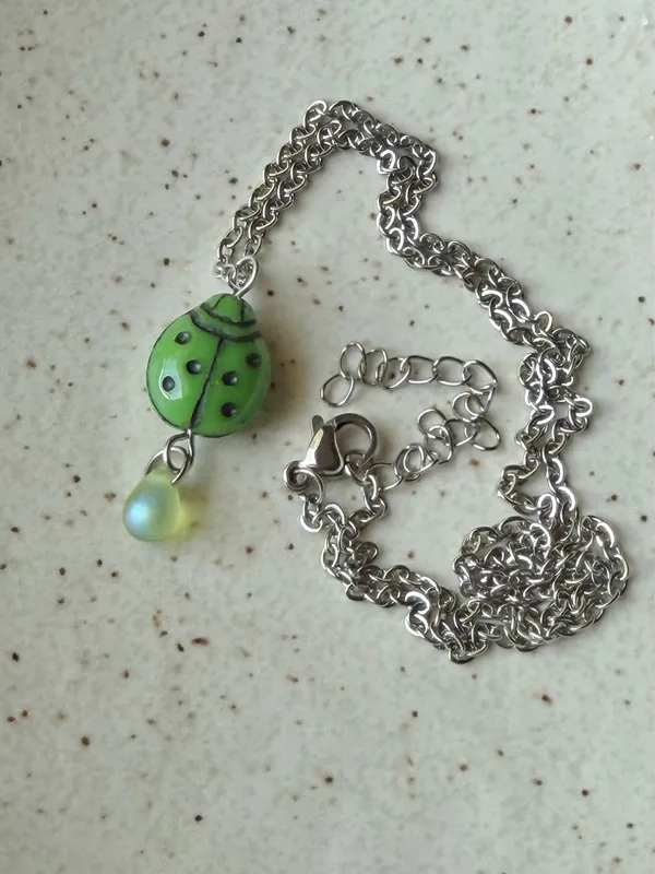 Handmade fairy cute whimsy ladybug necklace💚🐞 - Image 4