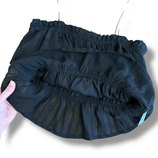 Lulus Black Peplum Cami Top Women’s Small Textured Sheer Stripe Ruffle‎ Hem - Image 5