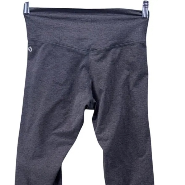 Popflex Gray Crossover Cropped Leggings Size Large Heathered Activewear Yoga - Image 4