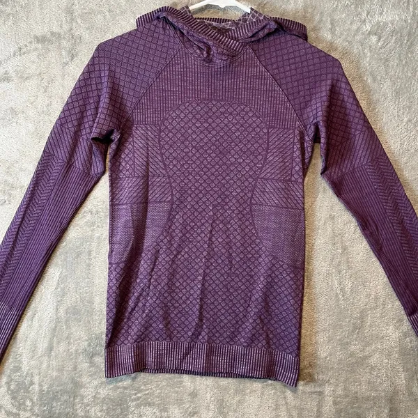 Lululemon Sz 4 Long Sleeve‎ Rest Less Hoodie Patchwork Galactic Grape Silver - Image 3