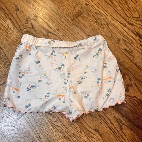Rae Dunn Pajama Set Large Flamingo Beach Print Cami Shorts‎ Scallop Trim Lounge - Image 7