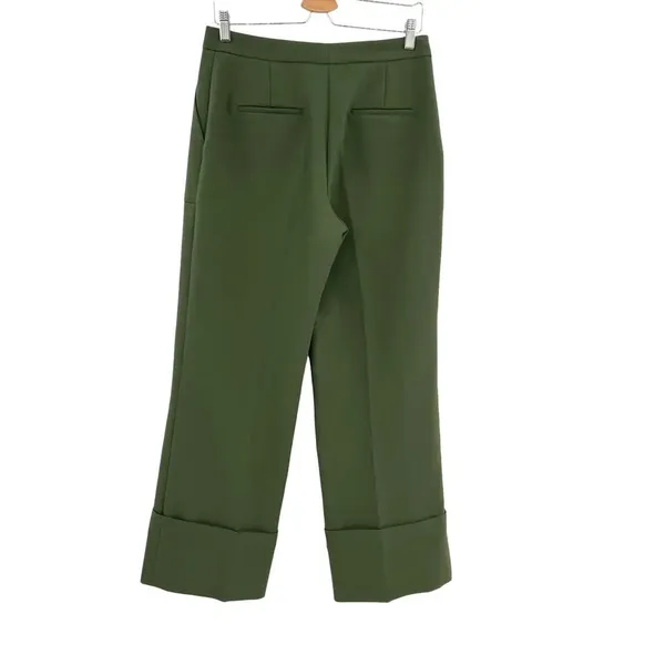 Zara Pants Trousers Straight Leg Turned Up Cuff Green Size Medium‎ - Image 8
