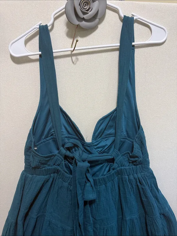 Listicle Teal-Green Midi Dress with Wide Straps - Image 4