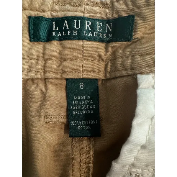 Lauren Ralph Lauren Women's 8 Khaki Utility Capri Pants Cropped Snap Pocket - Image 4