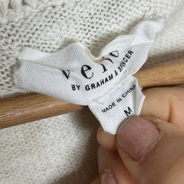Velvet‎ Torie Linen Cotton Polo Knit Top Moon White Women Medium - Image 3