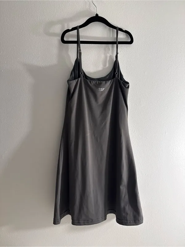 Sleek Spaghetti Strap Bodycon Tennis Dress in Slate - Image 5