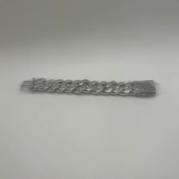 Moissanite Cuban Bracelet Miami 4 Row Iced Hip Hop Silver 20mm 6.5 Inch Women - Image 3