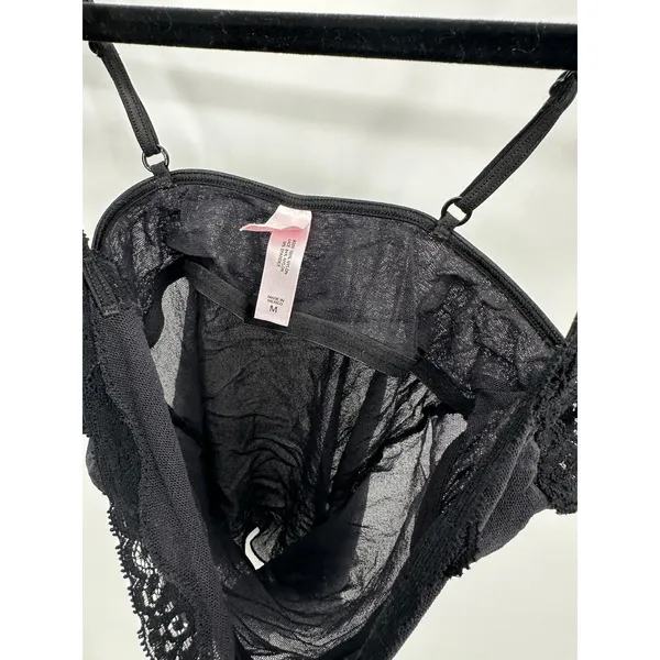 Victoria's Secret Womens Black‎ Sheer Tank Top Sz M Sexy Lace Festival Nylon - Image 7