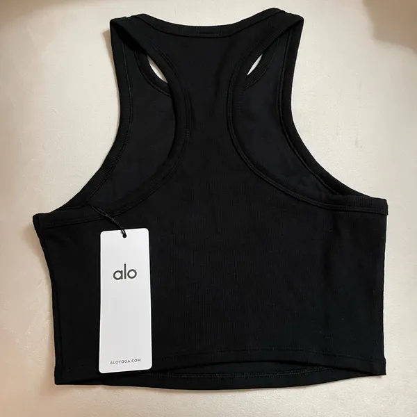 ALO Yoga NWT Aspire Tank Top Ribbed in Black Size M - Image 8
