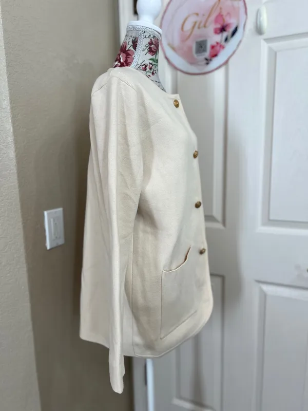 Anrabess cream button front Cardigan size L Tan Size L - Image 2