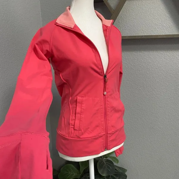 Tuff Athletics Pink Zip Up Jacket Thumb Hole Long Sleeve Emergency Hair Tie - Image 2