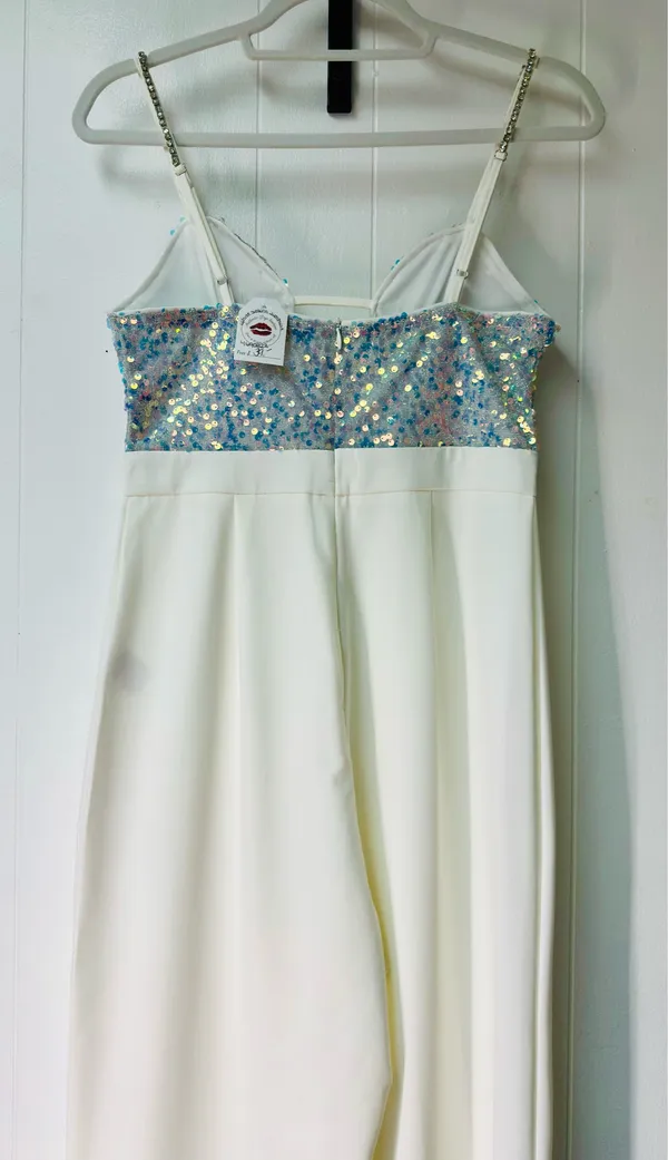 Boutique White and iridescent sequin jumpsuit - Image 9