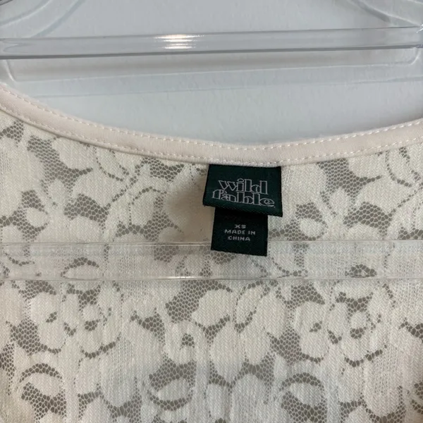 Wild Fable Dress Mini Ruffle Lace Overlay Long Sleeve V Neck‎ Ivory XS - Image 3